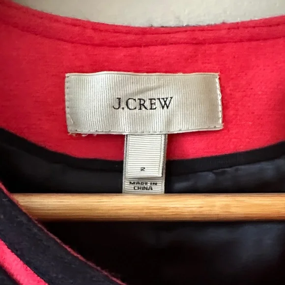 J. Crew Pink and Navy Trim Double Surged Wool Lady Jacket Size 2 - Picture 3 of 8